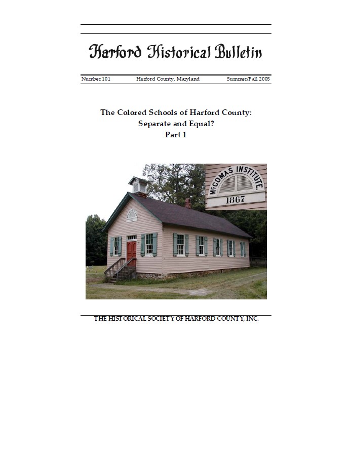 Issue 101 - The Colored Schools of Harford County: Separate and Equal? Part 1