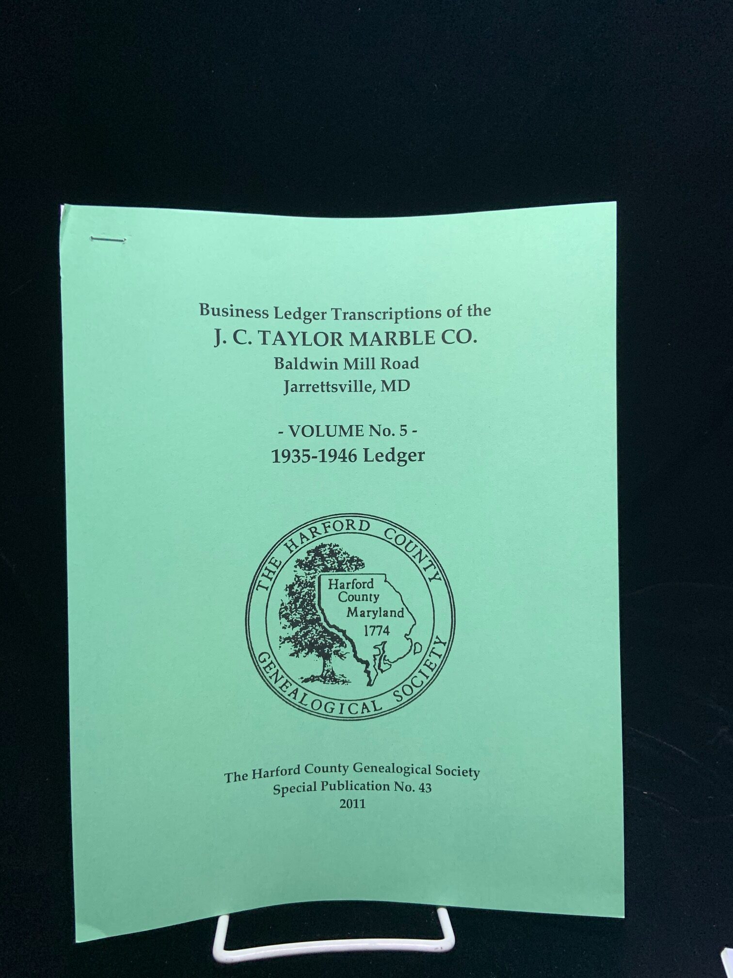 Business Ledger Transcriptions of the J. C. Taylor Marble Co. Vol. 5.