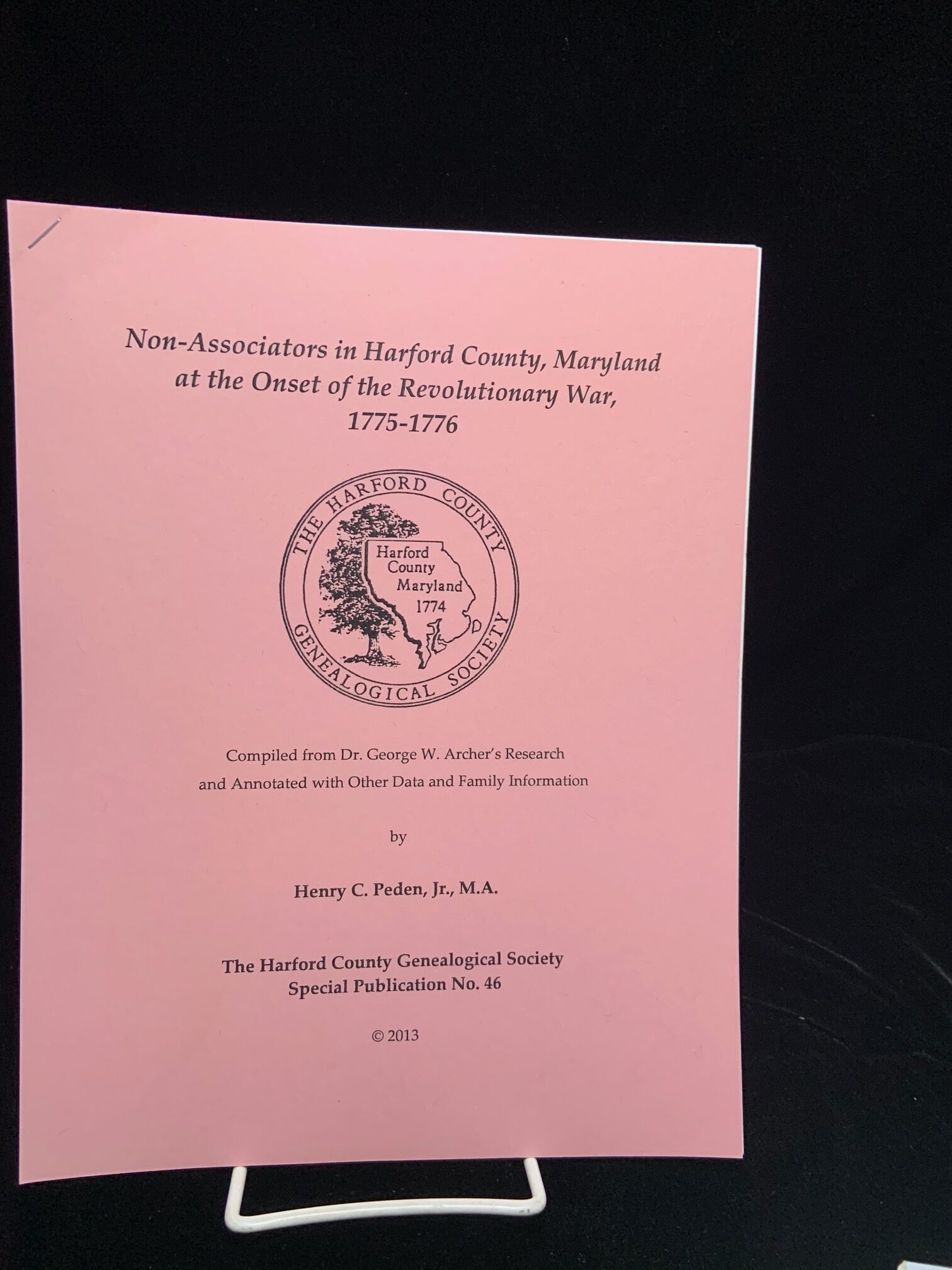 Non-Associators in Harford County, Maryland at the Onset of the Revolutionary War. 1775-1776